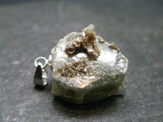 Green Apatite Crystal Silver Pendant From Portugal - 0.9" - 4.59 Grams