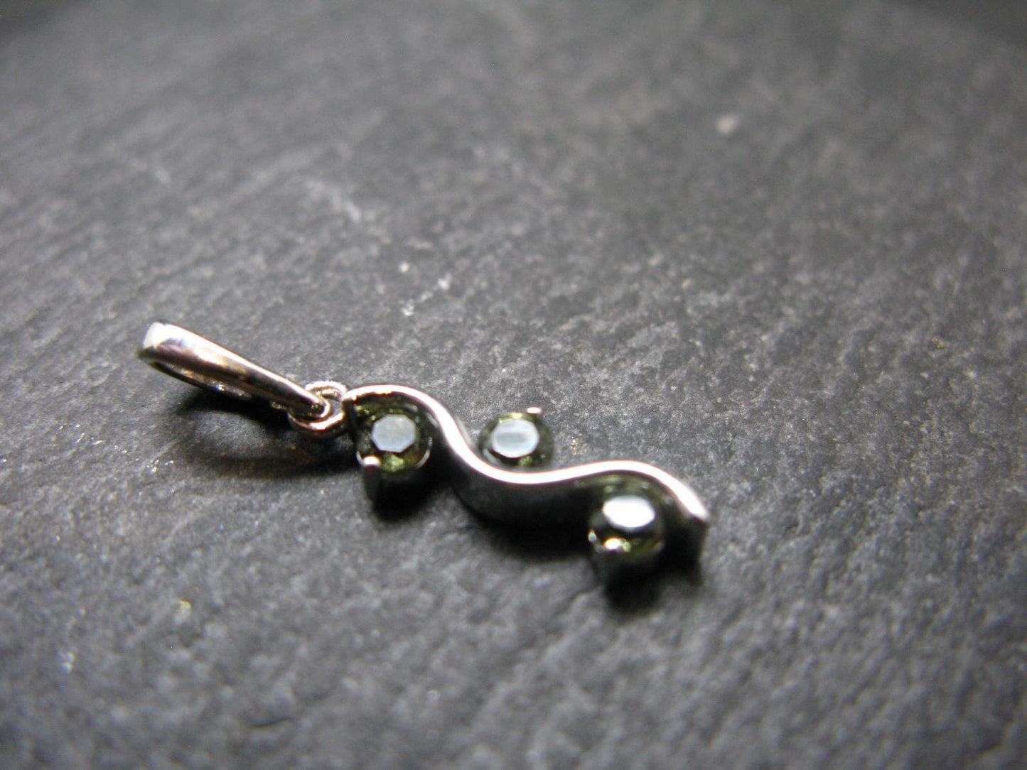 Moldavite Tektite Silver Pendant from Czech Republic - 1.0" - 1.21 Grams