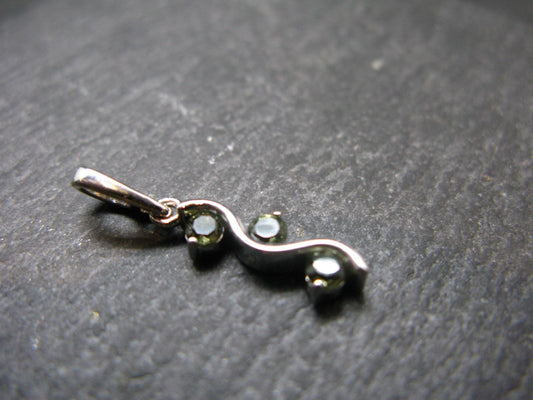 Moldavite Tektite Silver Pendant from Czech Republic - 1.0" - 1.21 Grams