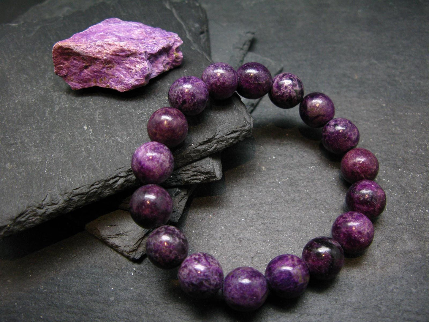 Stichtite Genuine Bracelet ~ 7 Inches ~ 12mm Round Beads