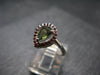 Moldavite & Red Garnet Sterling Silver Ring From Czech Republic - Size 6.25 - 2.11 Grams