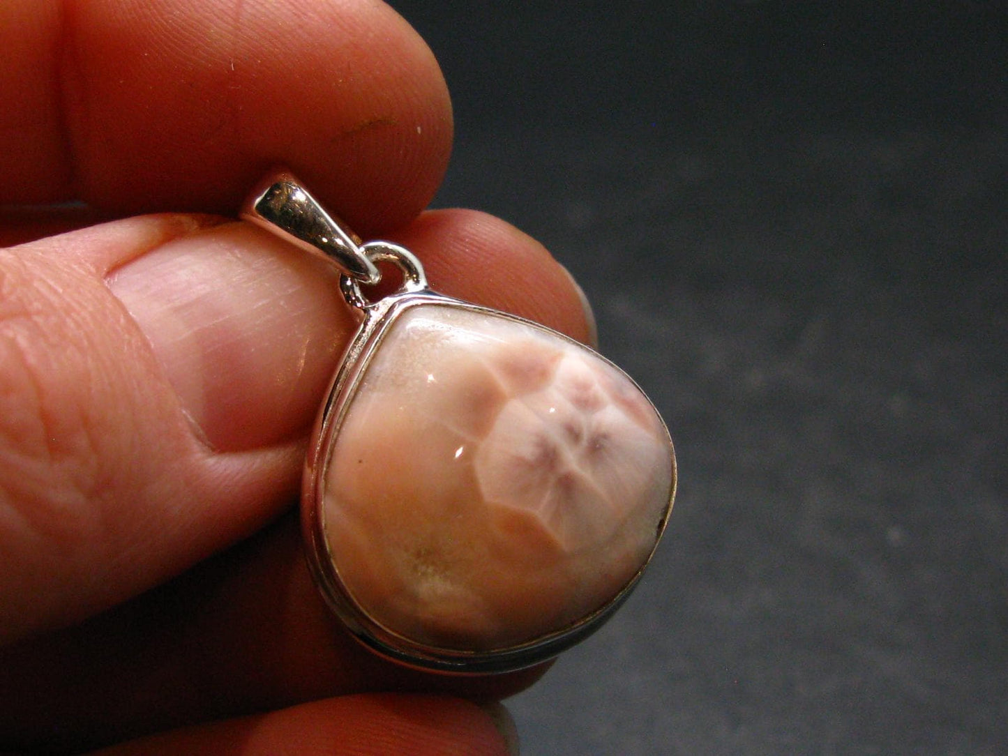 Natrolite Silver Plated Pendant Necklace From Indonesia - 1.1" - 3.72 Grams