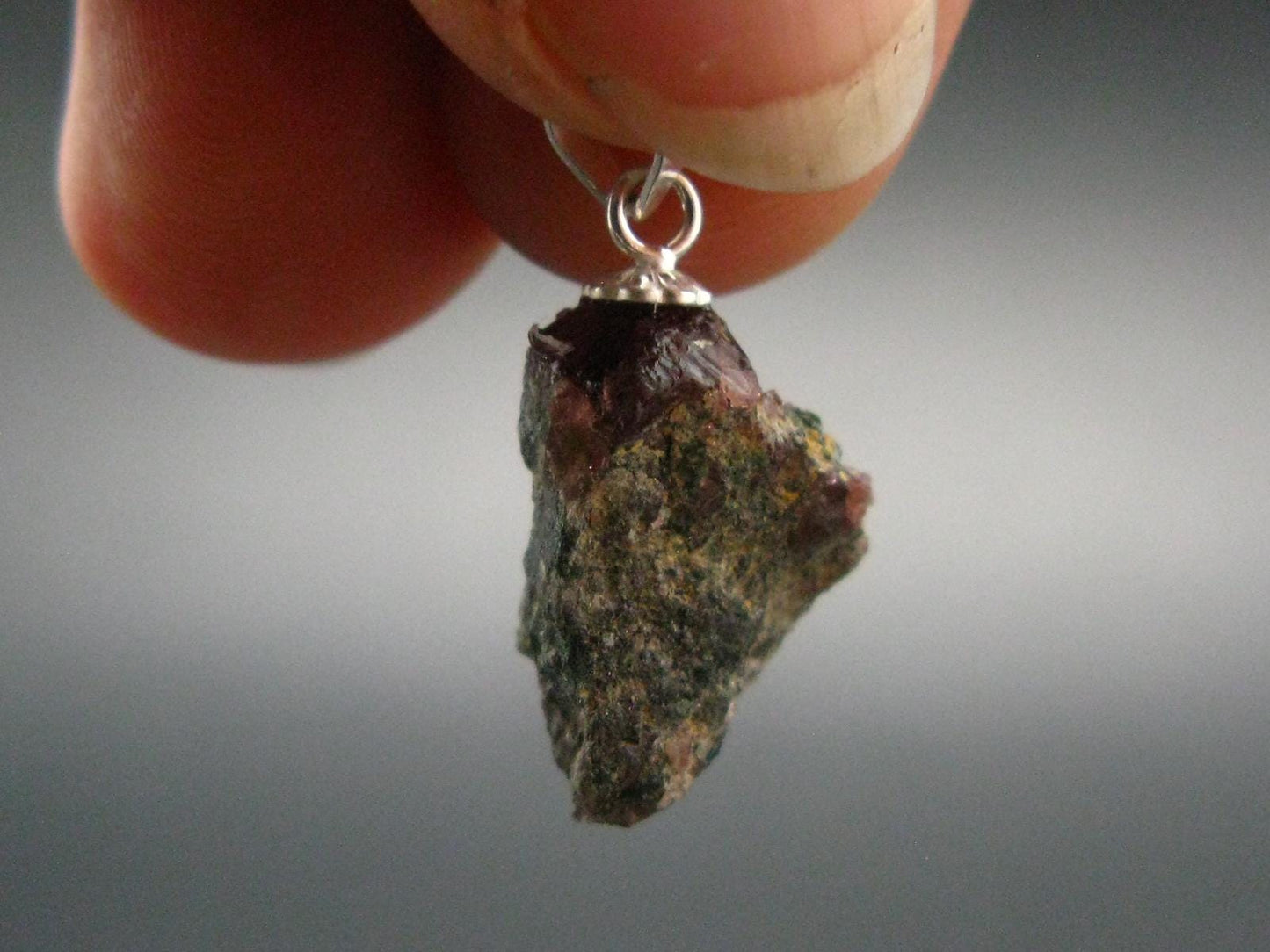 Ruby Crystal Silver Pendant from Winza Tanzania - 0.8" - 1.76 Grams