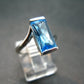 Natural Faceted Round Swiss Blue Topaz Crystal Sterling Silver Ring - 3.71 Grams - Size 6