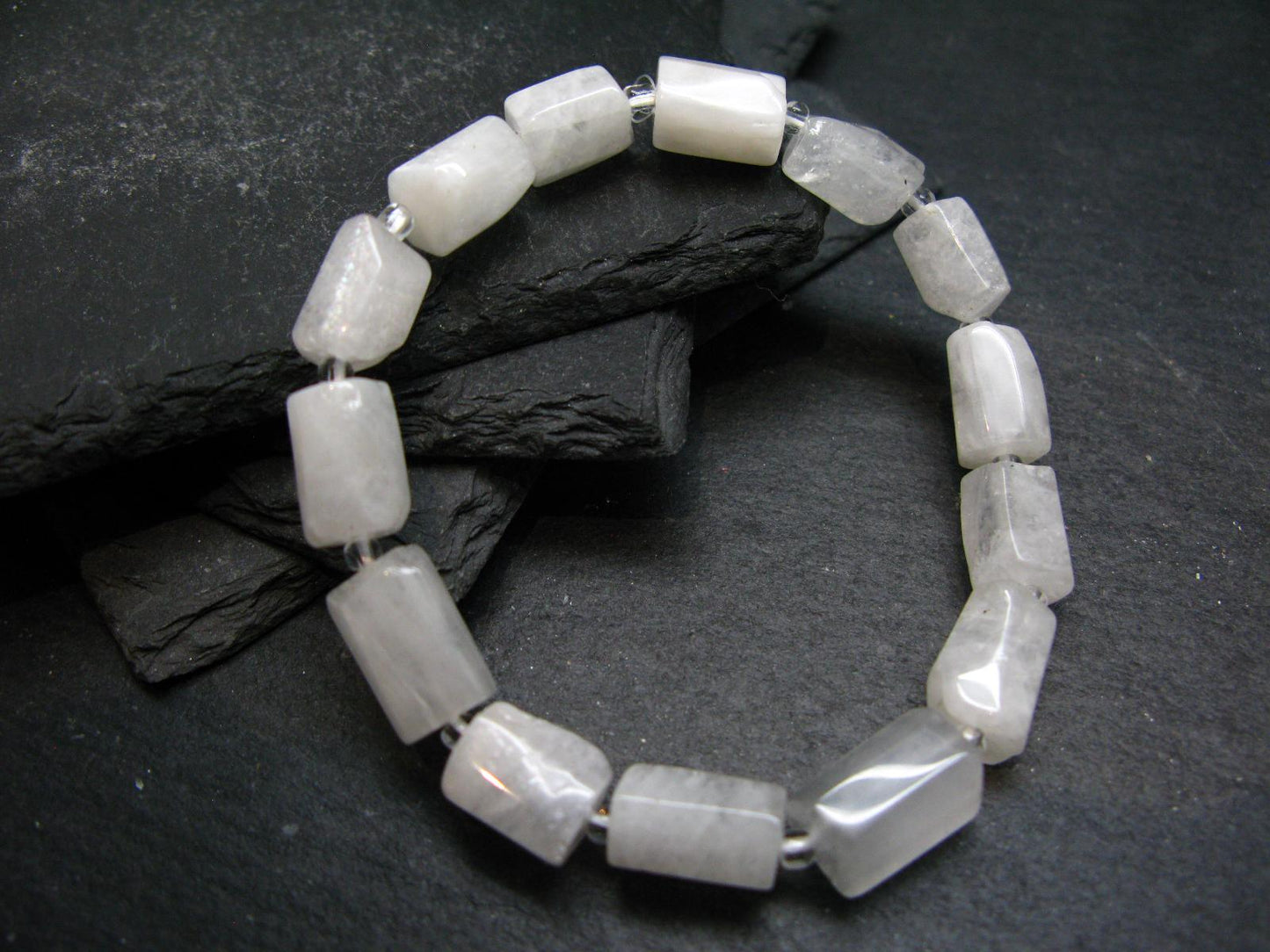 Moonstone Genuine Bracelet ~ 7 Inches ~ 12mm Tumbled Beads