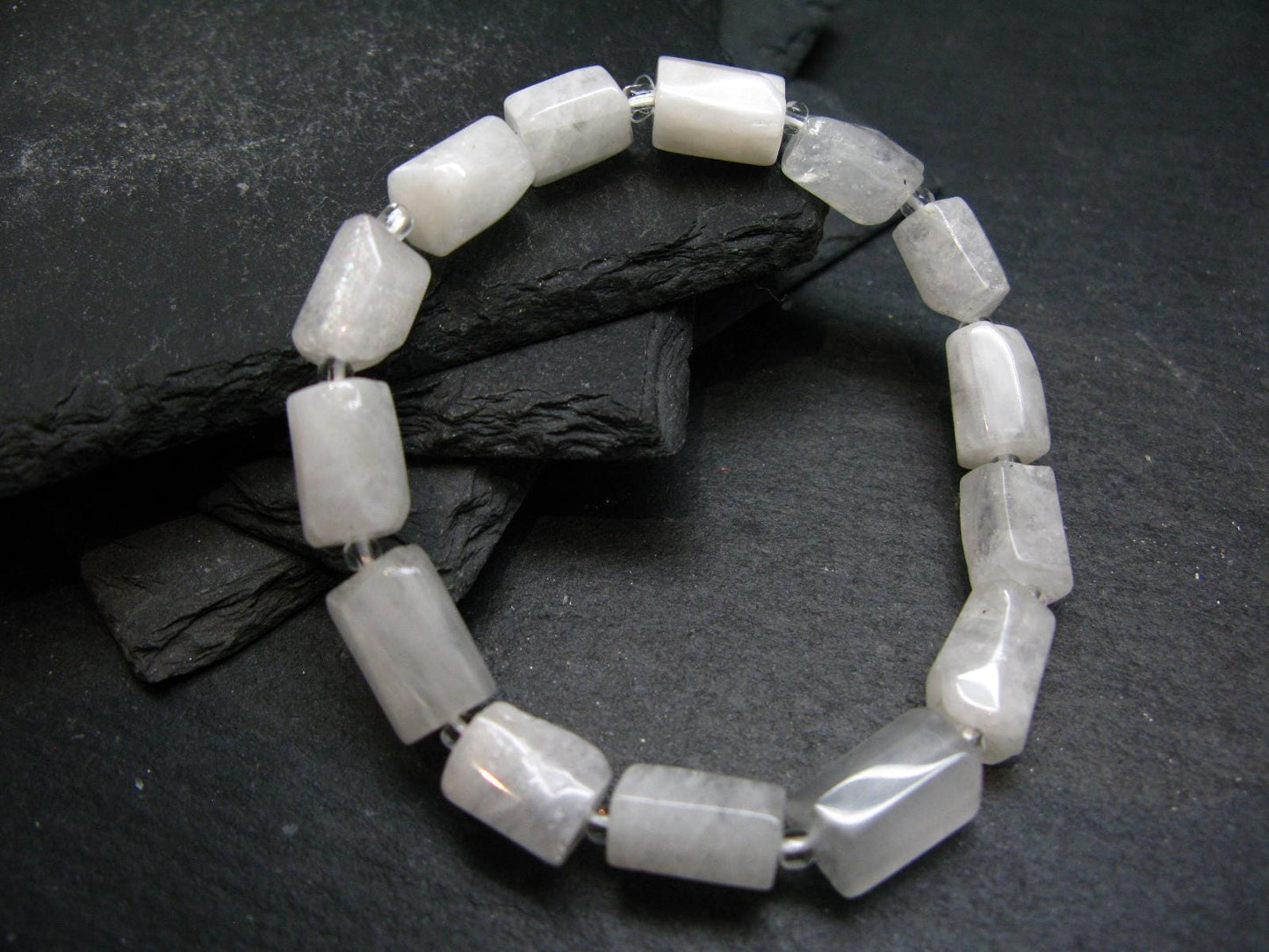 Moonstone Genuine Bracelet ~ 7 Inches ~ 12mm Tumbled Beads