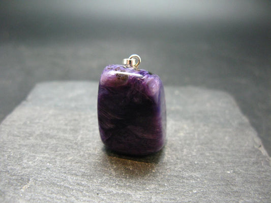 Rare High-Quality Charoite Pendant In SS From Russia - 1.2" - 17.66 Grams