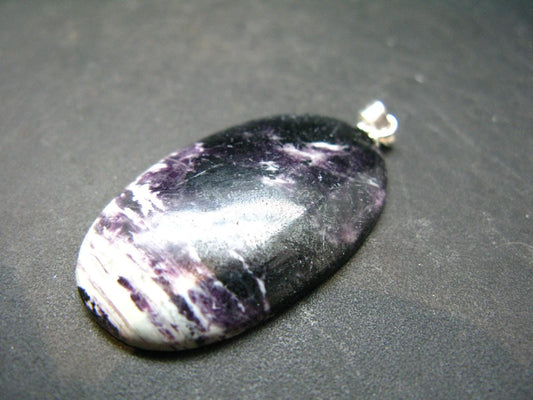 Raw Violet Kämmererite Kammererite Chrome Clinochlore Silver Pendant from Turkey - 1.6"