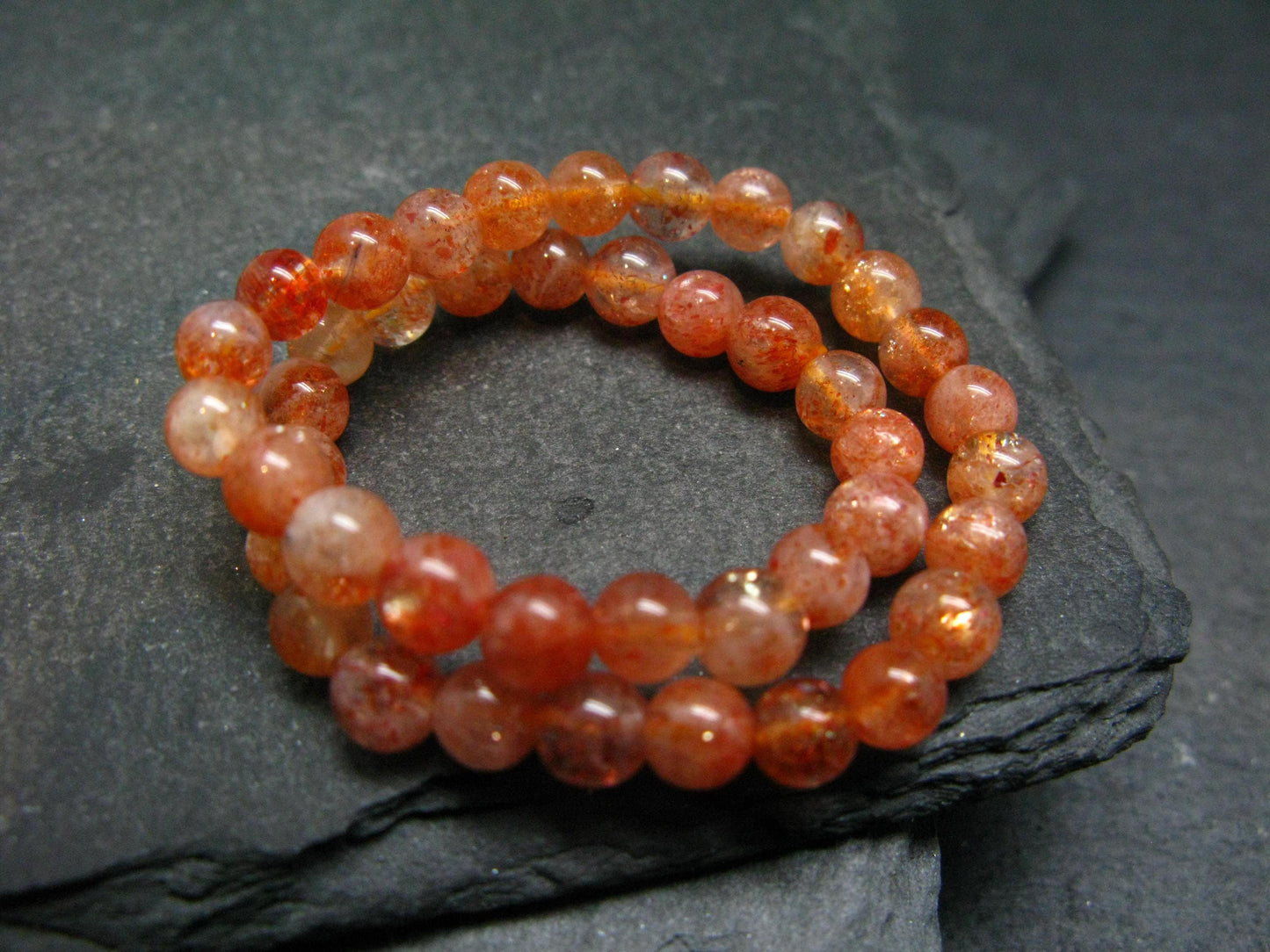Sunstone Genuine Bracelet ~ 7 Inches ~ 5mm Round Beads