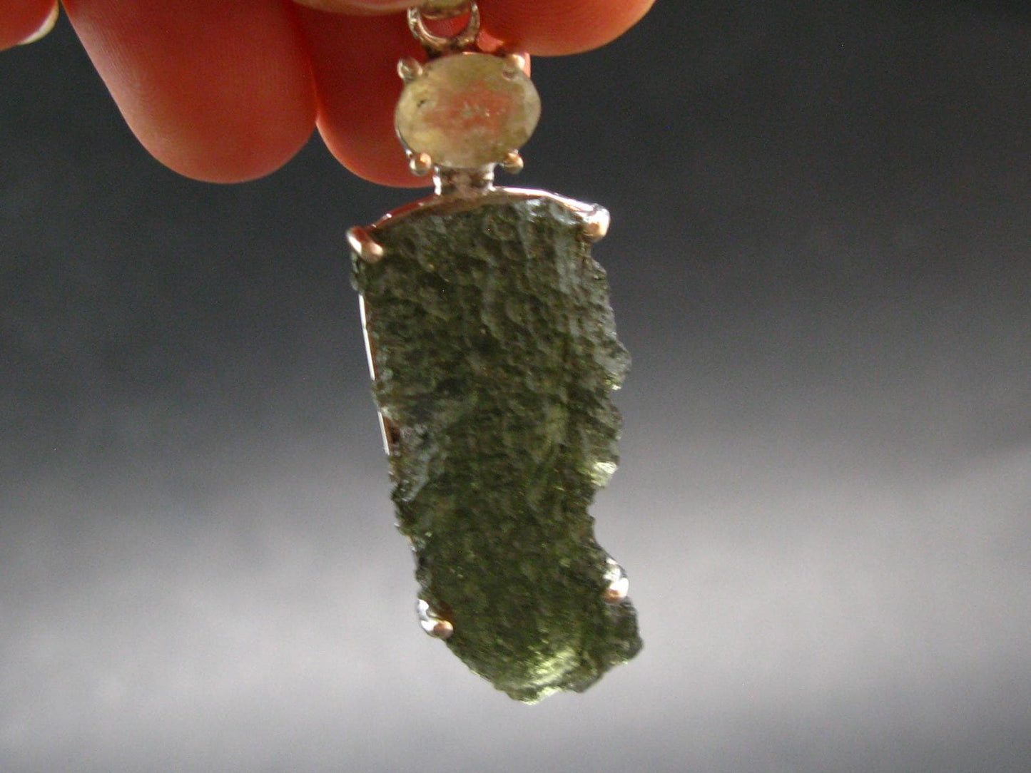 Moldavite & Libyan Tektite Silver Pendant - 2.1" - 5.9 Grams