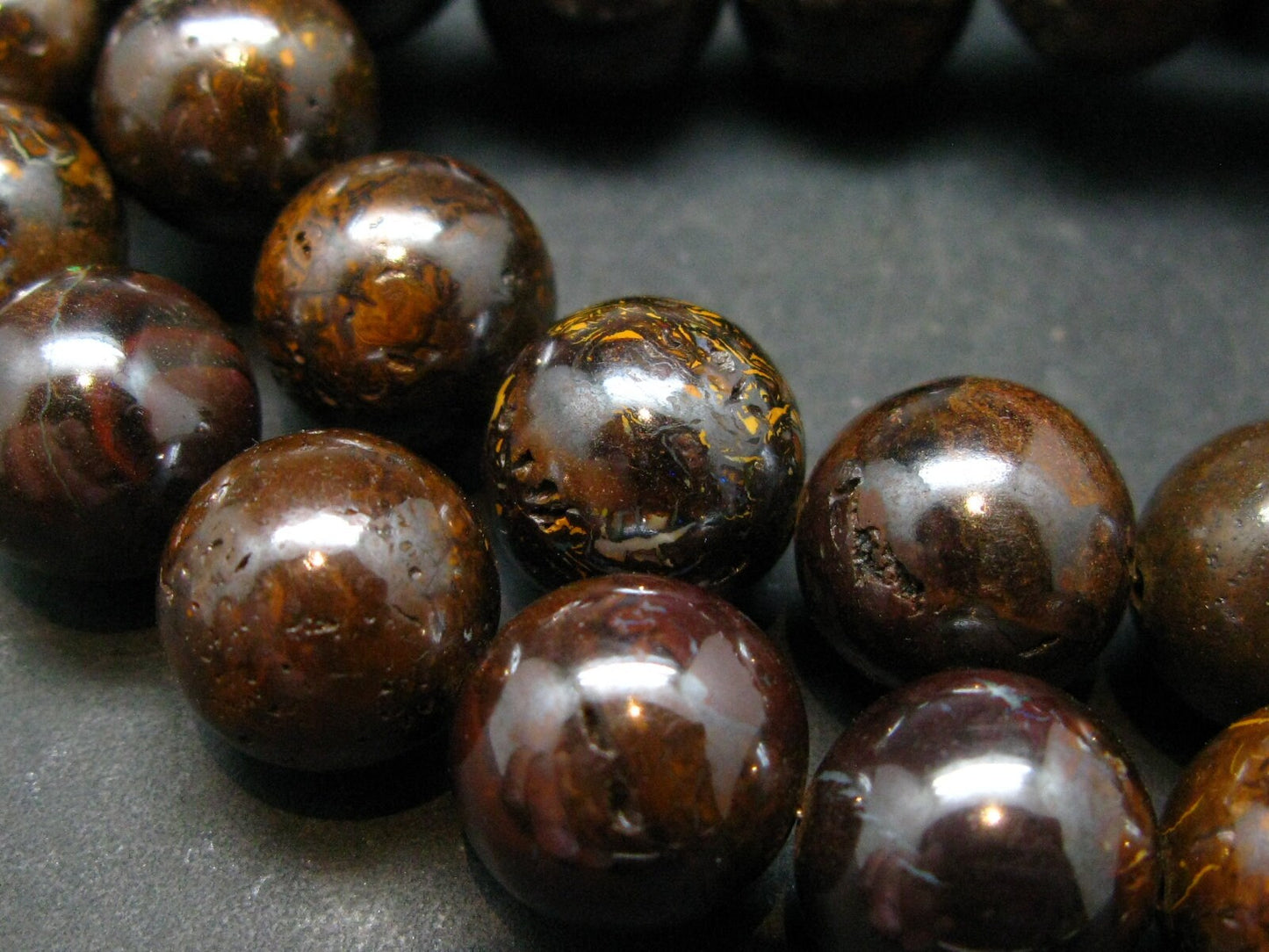 Rare Boulder Opal Beads Necklace From Australia - 18.5"