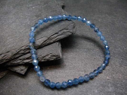 Santa Maria Aquamarine Genuine Bracelet ~ 7 Inches ~ 4mm Round Facetted Beads