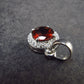 Genuine Red Garnet Almandine Gem with CZ Sterling Silver Pendant From India - 0.7" - 1.39 Grams