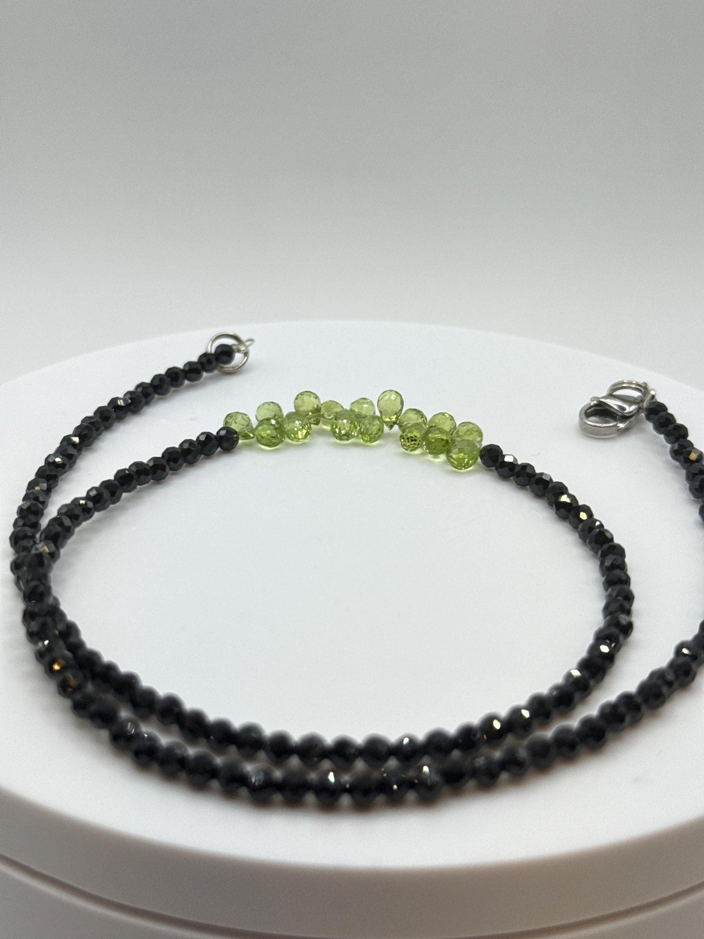 Peridot and Black Spinel Necklace | August Birthstone Jewelry