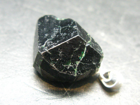 Rare Usambara Chrome Tourmaline Crystal Silver Pendant From Tanzania - 0.9" - 3.07 Grams