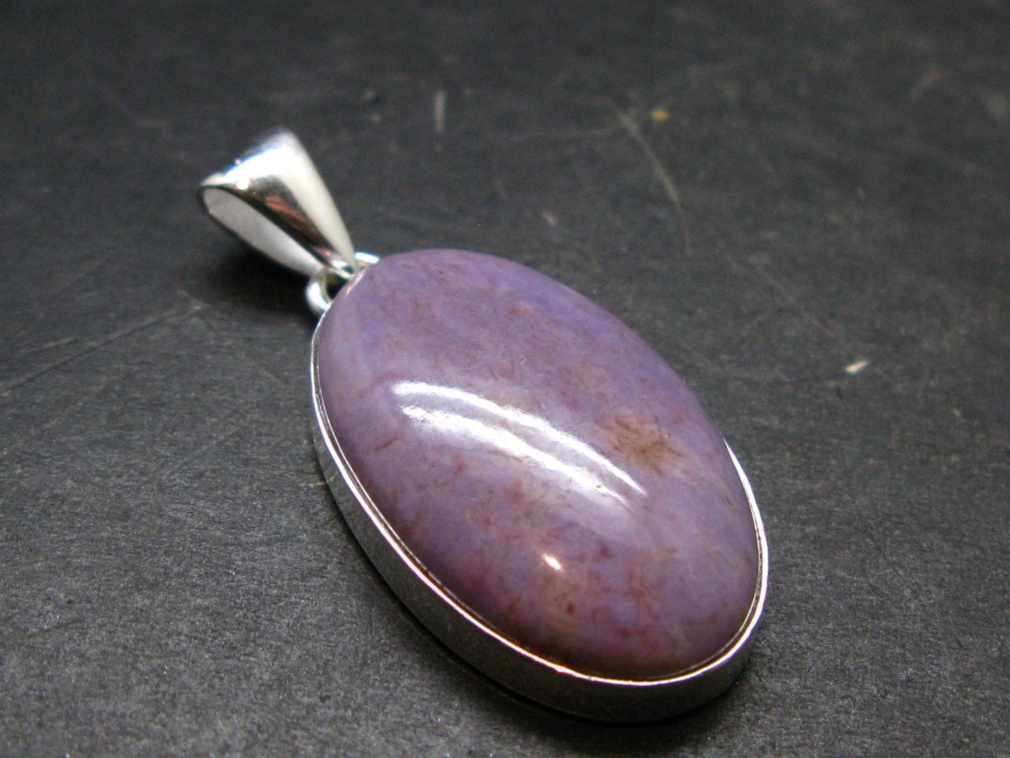 Purple Jade Silver Plated Pendant From Turkey - 1.5" - 6.27 Grams