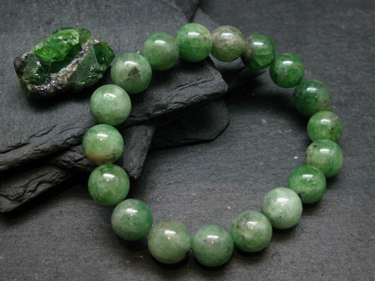 Green Garnet Tsavorite Genuine Bracelet ~ 7 Inches ~ 12mm Round Beads