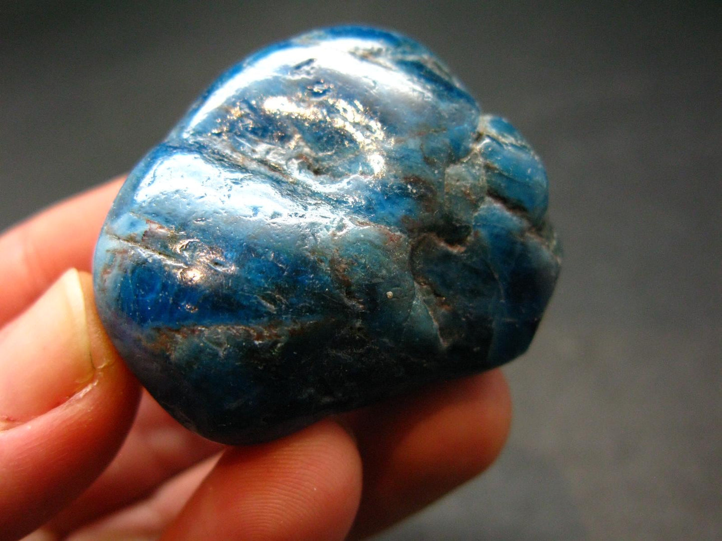 Neon Blue Apatite Tumbled Stone from Madagascar 42.43 Grams - 1.5"