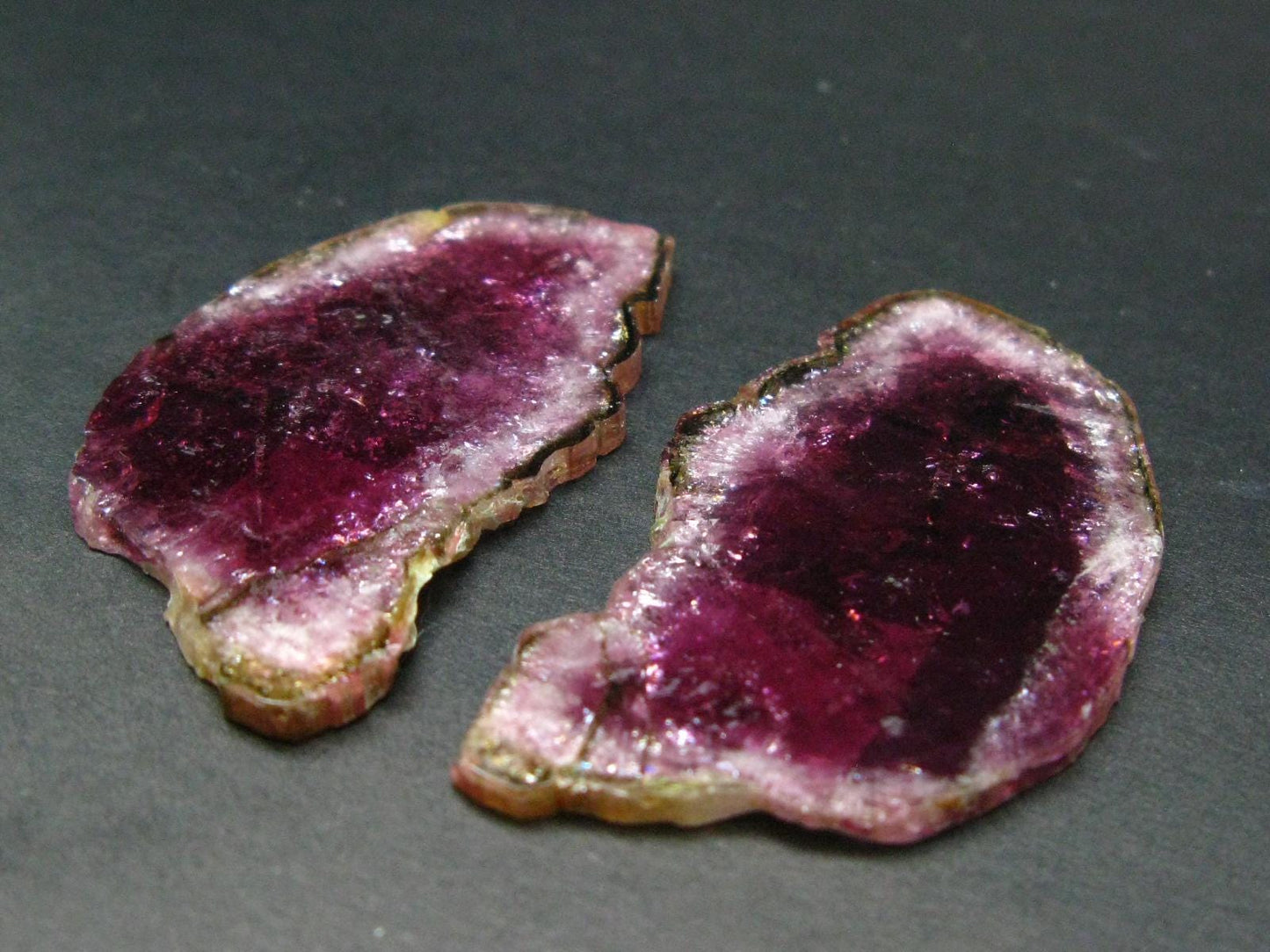 Rare Pink Tourmaline Crystal Slice Pair From Brazil - 87 Carats Total