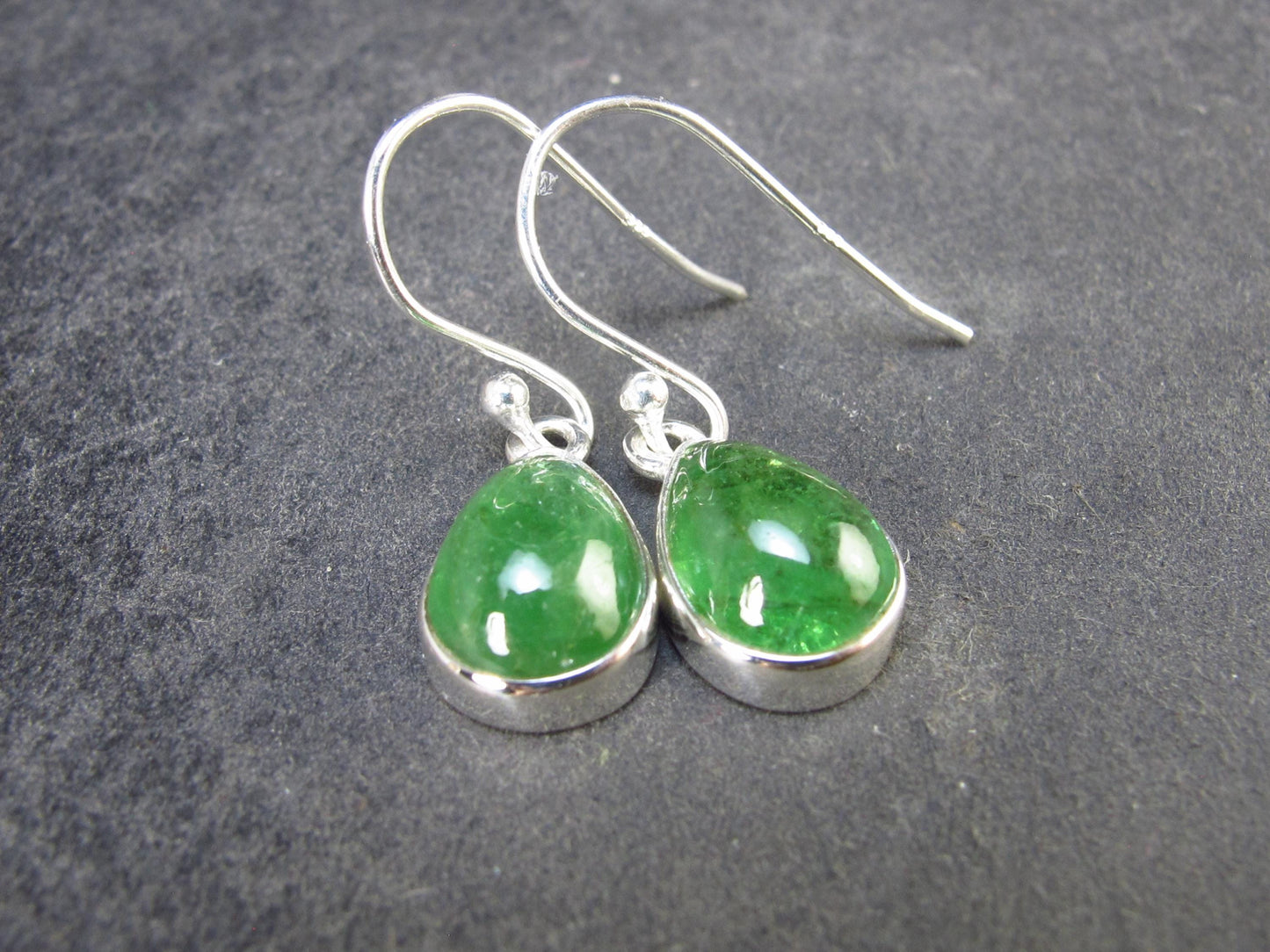 Tsavorite Gem Green Garnet Sterling Silver Earrings from Tanzania - 3.16 Grams