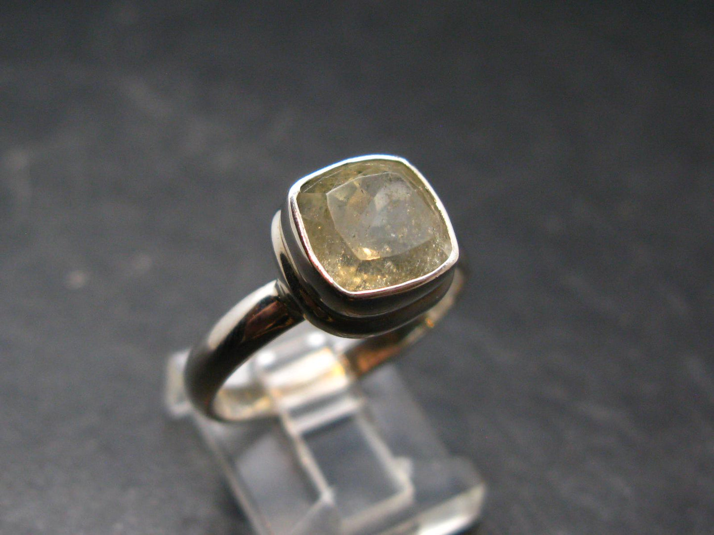 Libyan Desert Glass Tektite Sterling Silver Ring from Libya - Size 9 - 3.89 Grams