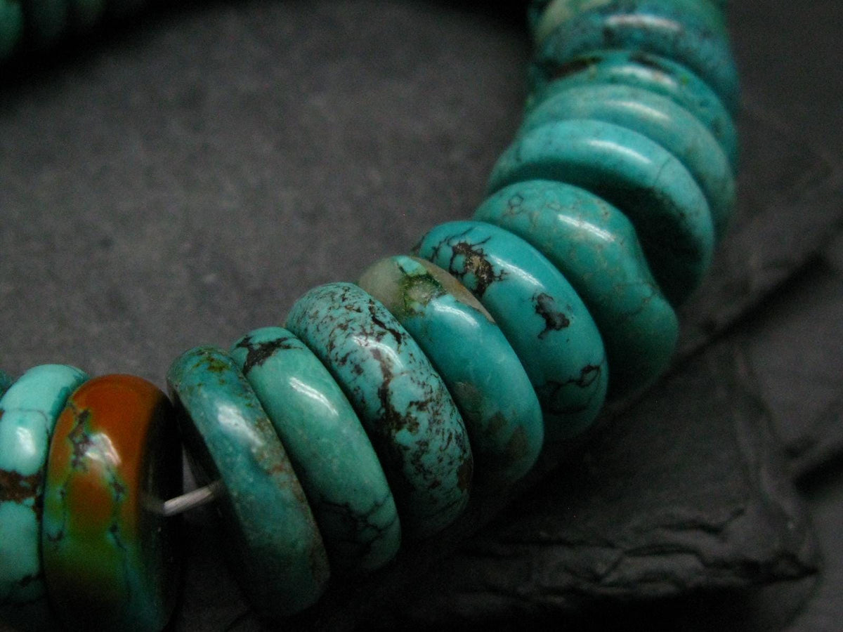 Turquoise Genuine Untreated Bracelet ~ 8 Inches ~ 18mm Rondelle Beads