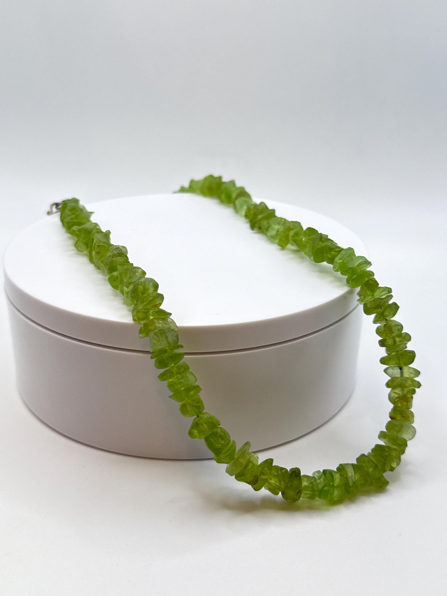 Peridot Chip Necklace | Raw Gemstone Beaded Jewelry, August Birthstone