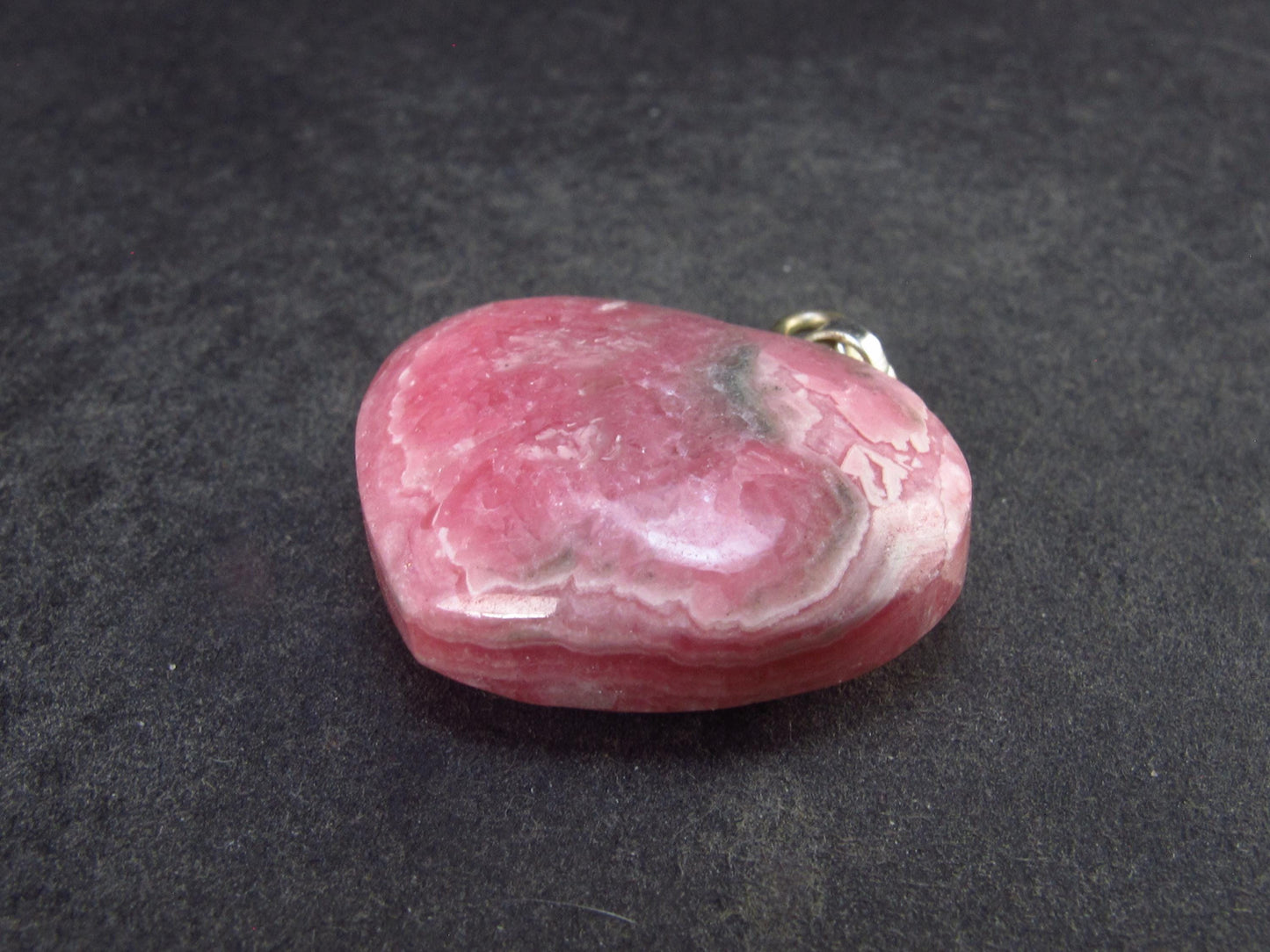 Rhodochrosite Heart Silver Pendant from Alma Colorado - 1.2" - 12.1 Grams