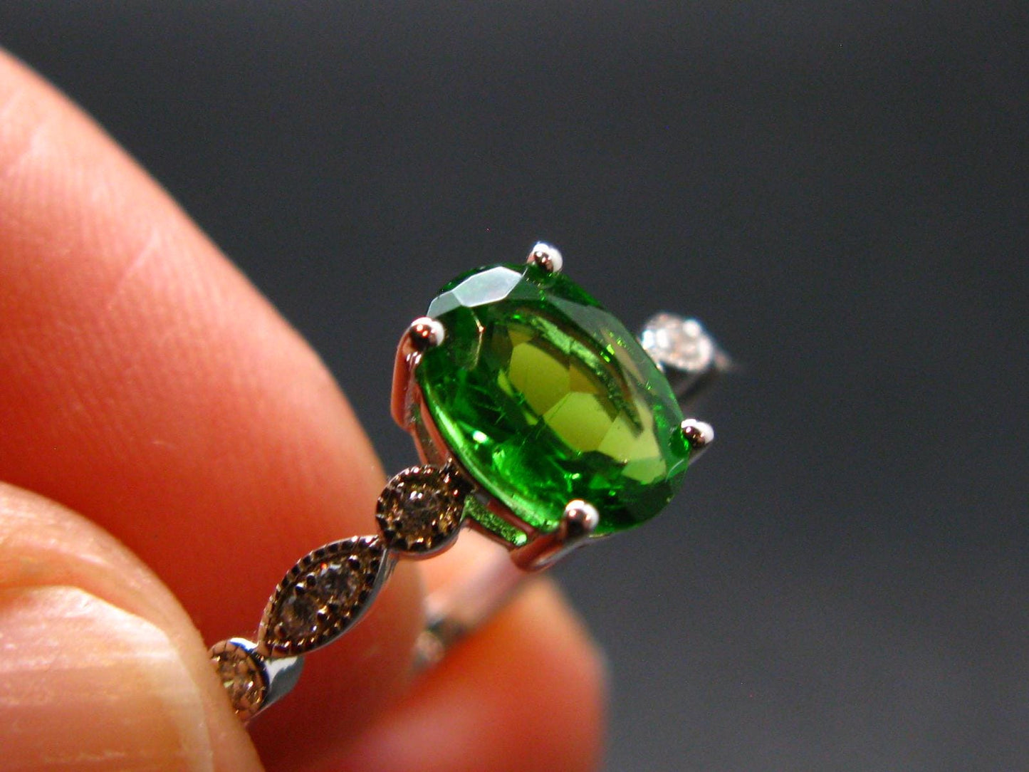 Helenite Gaia Stone Gem Sterling Silver Ring From Washington - Size 8 - 1.0 Carats