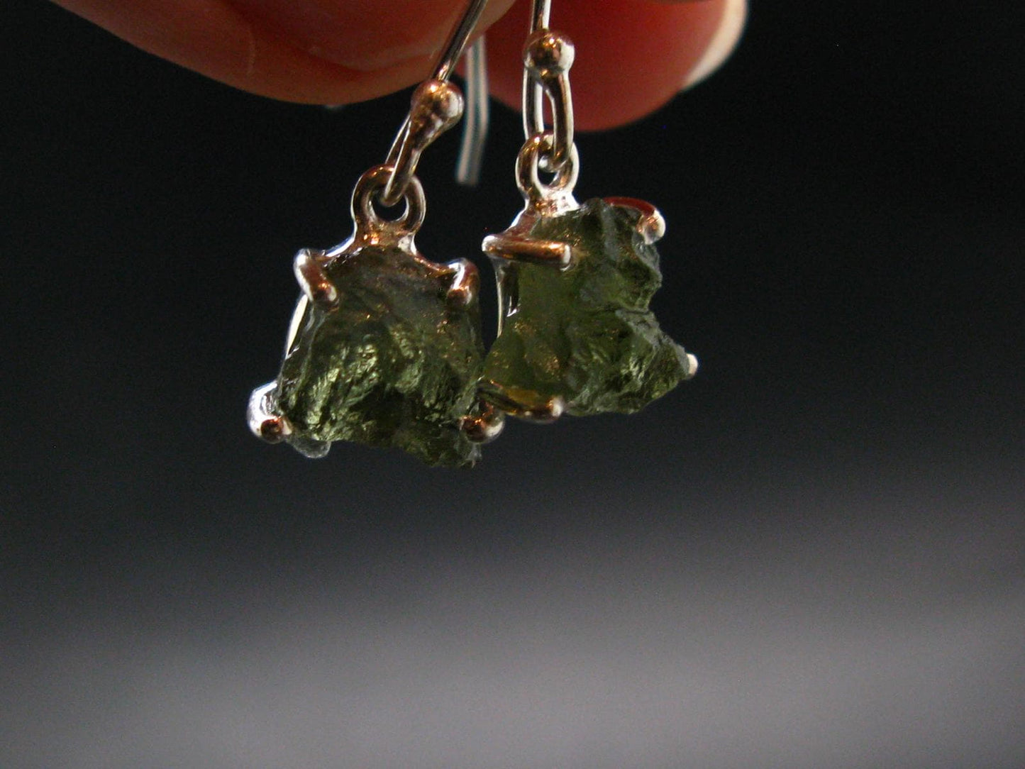 Moldavite Tektite Silver Earrings from Czech Republic - 2.05 Grams