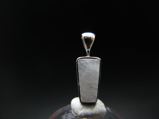 Raw Rare Natrolite Crystal Silver Pendant From Russia - 0.7" - 1.18 Grams