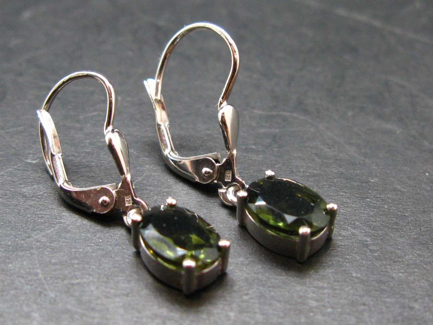 Moldavite Tektite Silver Earrings from Czech Republic - 1.95 Grams