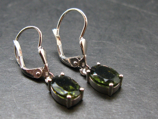 Moldavite Tektite Silver Earrings from Czech Republic - 1.95 Grams