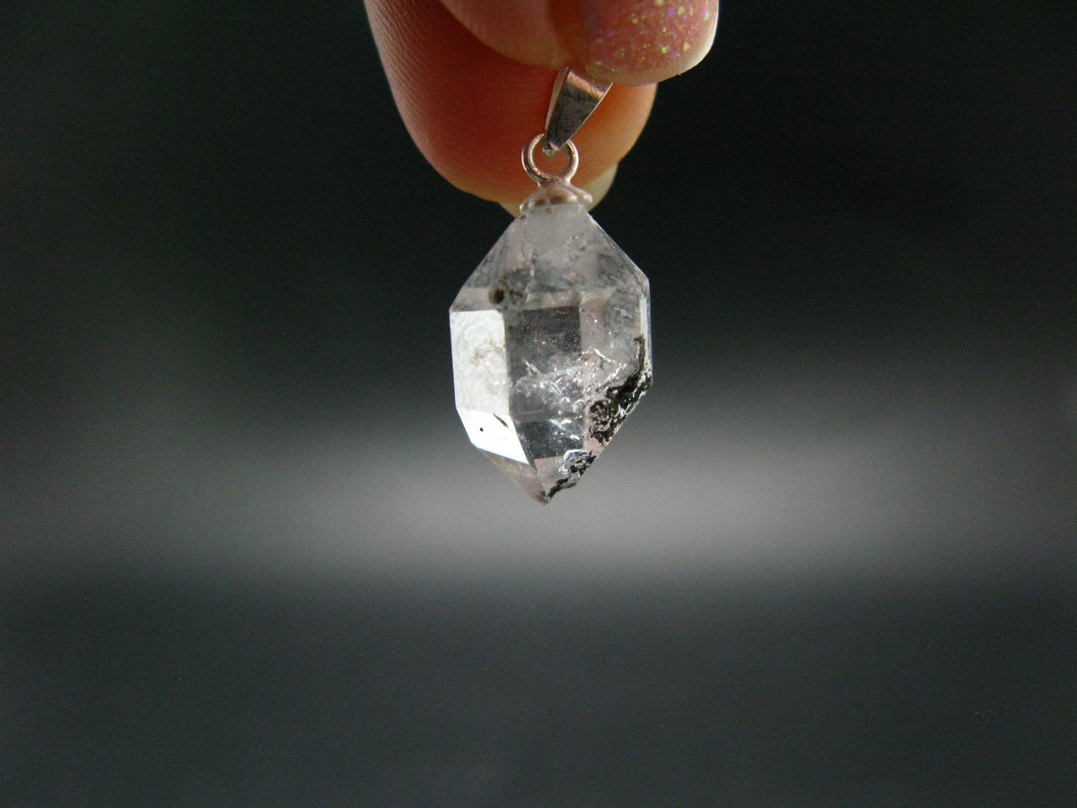 Fine Natural Herkimer Diamond Silver Pendant From New York 0.9" - 2.0 Grams