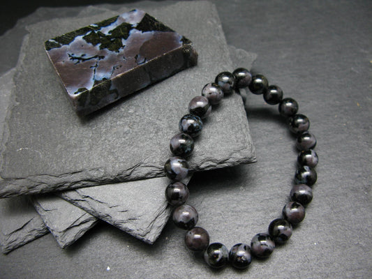 Gabbro Mystic Merlinite Genuine Bracelet ~ 7 Inches ~ 8mm Round Beads