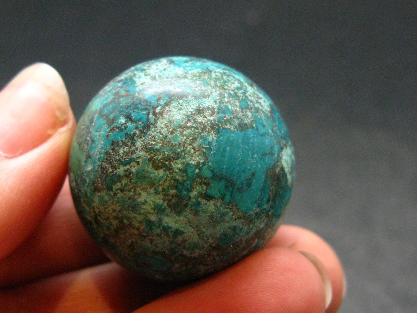 Quantum Quattro Sphere - Malachite Shattuckite Chrysocola Dioptase - 1.1" - 29.69 Grams
