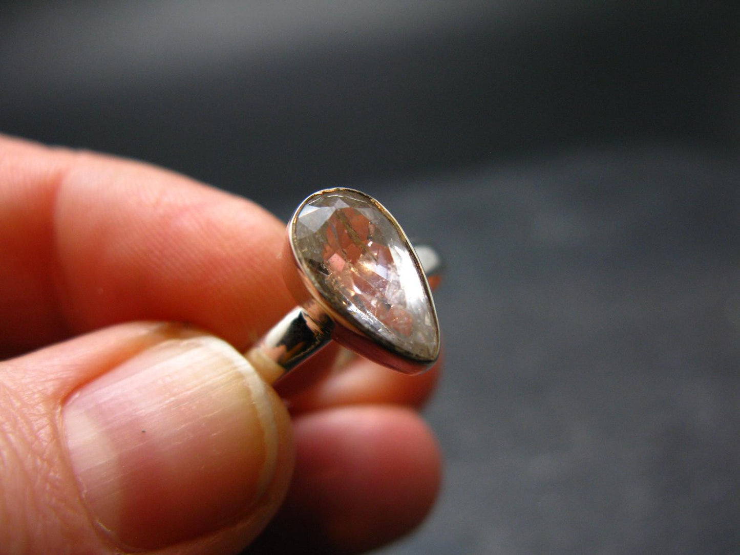 Phenakite Phenacite Crystal Facetted Silver 2.71 Carats Ring From Russia - Size 6 - 2.27 Grams