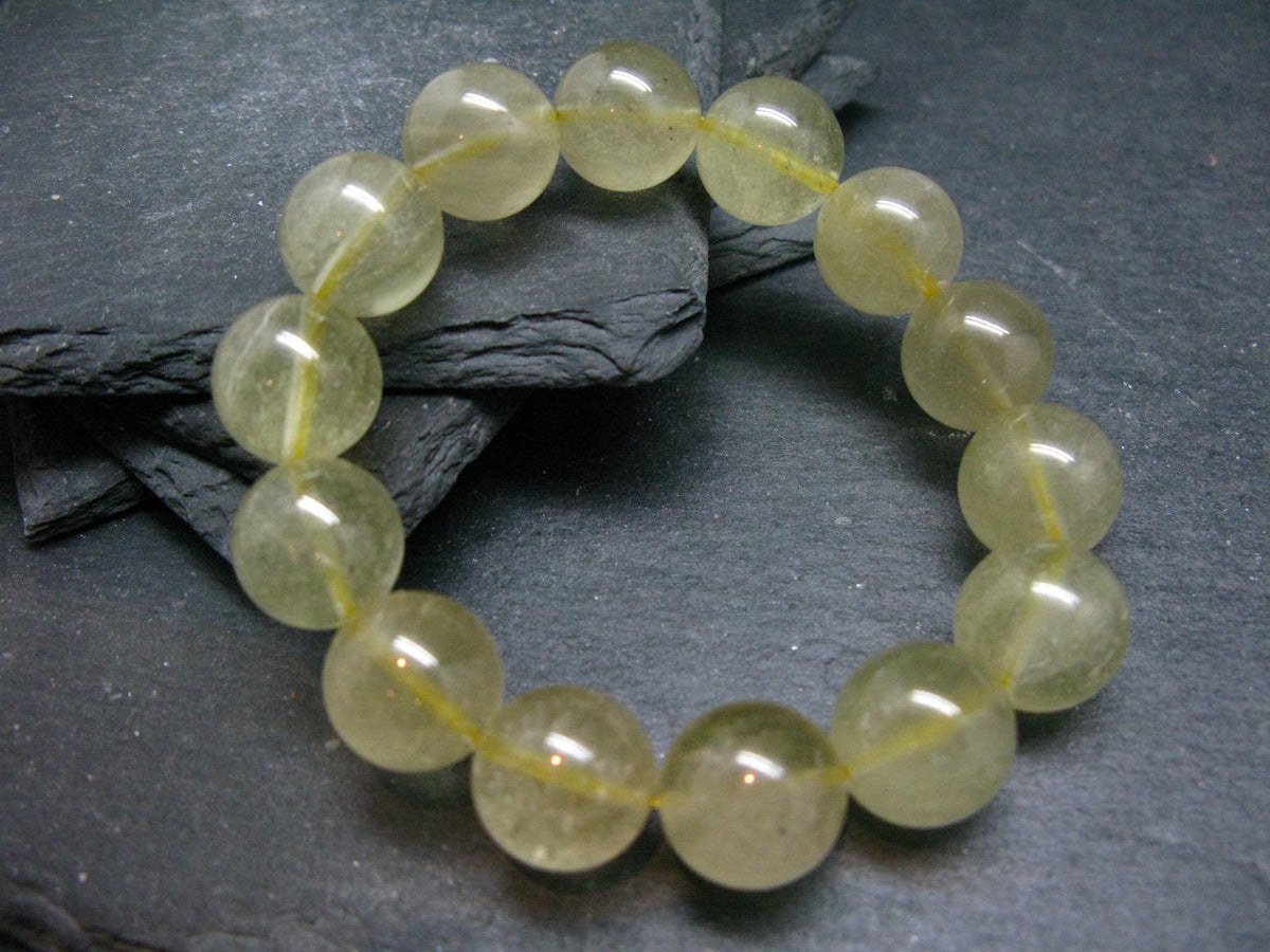 Libyan Tektite Glass Genuine Bracelet ~ 7 Inches ~ 14mm Round Beads