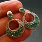 Gem Emerald Faceted Silver Earrings From Colombia - 5.68 Grams Total