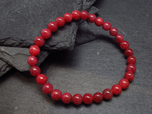Rhodonite Gem Genuine Bracelet ~ 7 Inches ~ 6mm Round Beads
