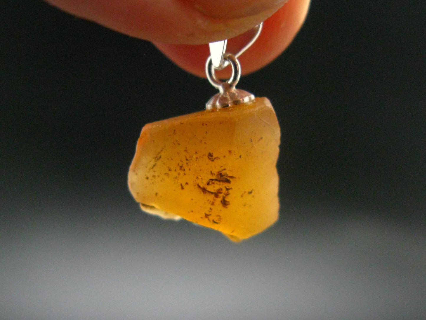 Raw Fire Opal Sterling Silver Pendant From Mexico - 1.0" - 0.91 Grams