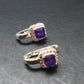 Faceted Natural Amethyst 925 Sterling Silver Earrings - 0.7" - 3.44 Grams
