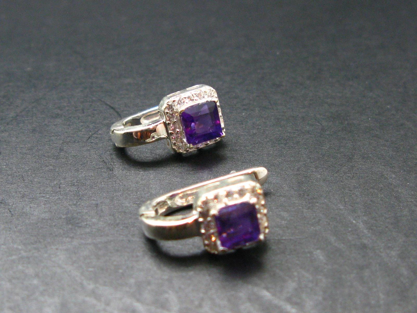 Faceted Natural Amethyst 925 Sterling Silver Earrings - 0.7" - 3.44 Grams