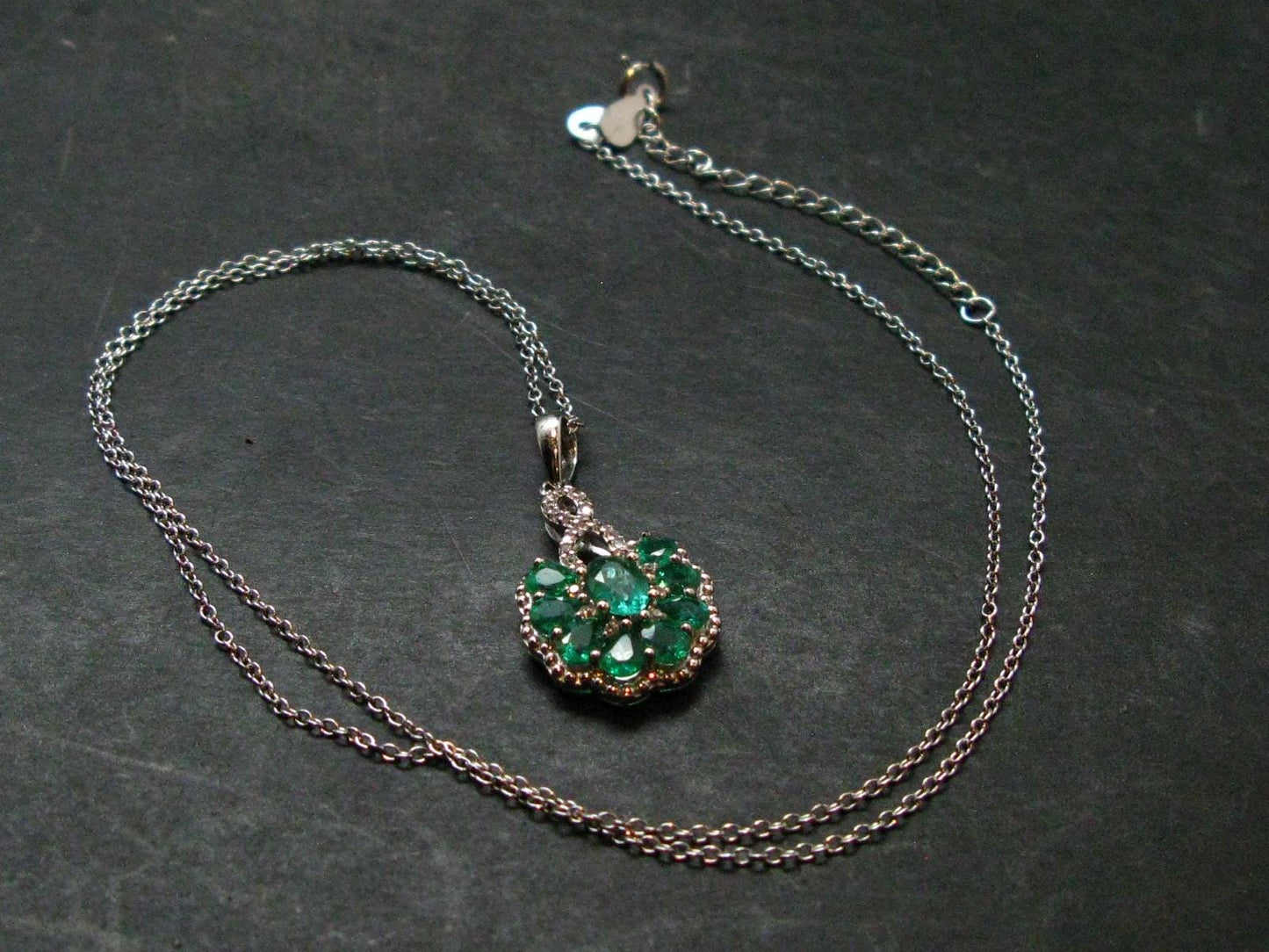 Emerald Silver Pendant W/Chain From Colombia - 3.68 Grams Total