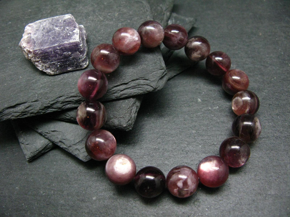 Lepidolite Genuine Bracelet ~ 7.5 Inches ~ 12mm Round Beads