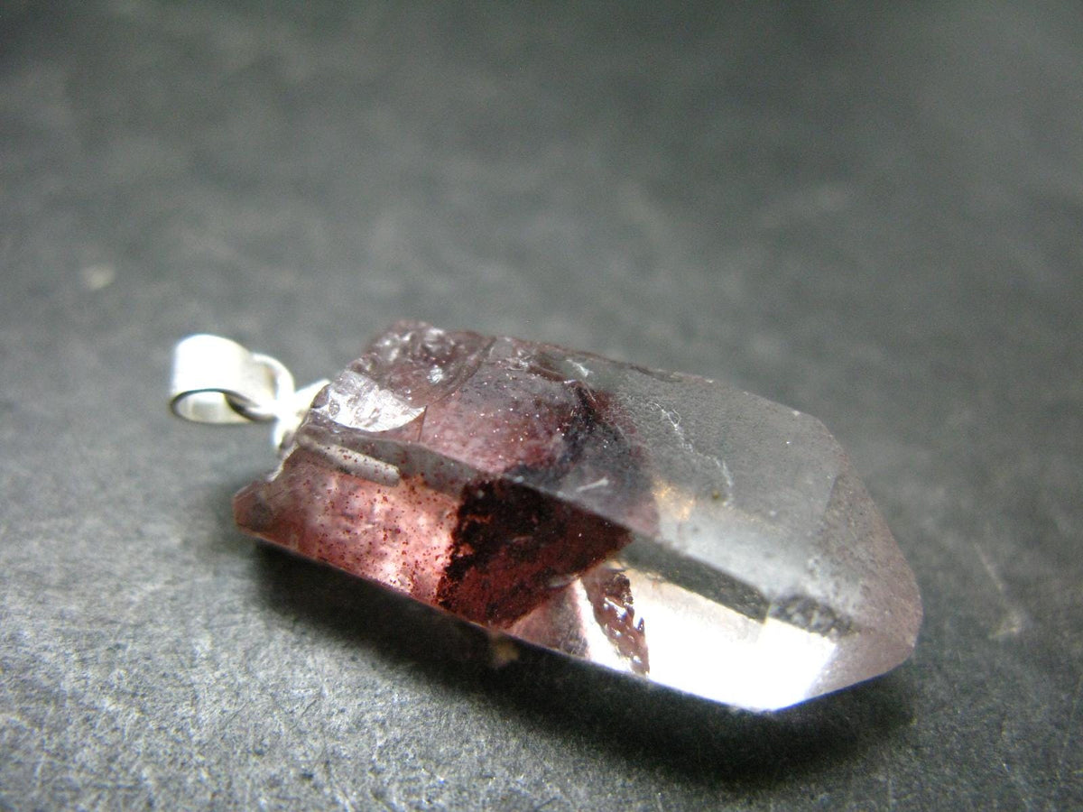 Phantom Hematite in Quartz Crystal Pendant From India - 1.2" - 4.33 Grams