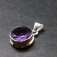 Large Genuine Rich Purple Amethyst Sterling Silver Pendant From Brazil - 0.9" - 3.84 Grams
