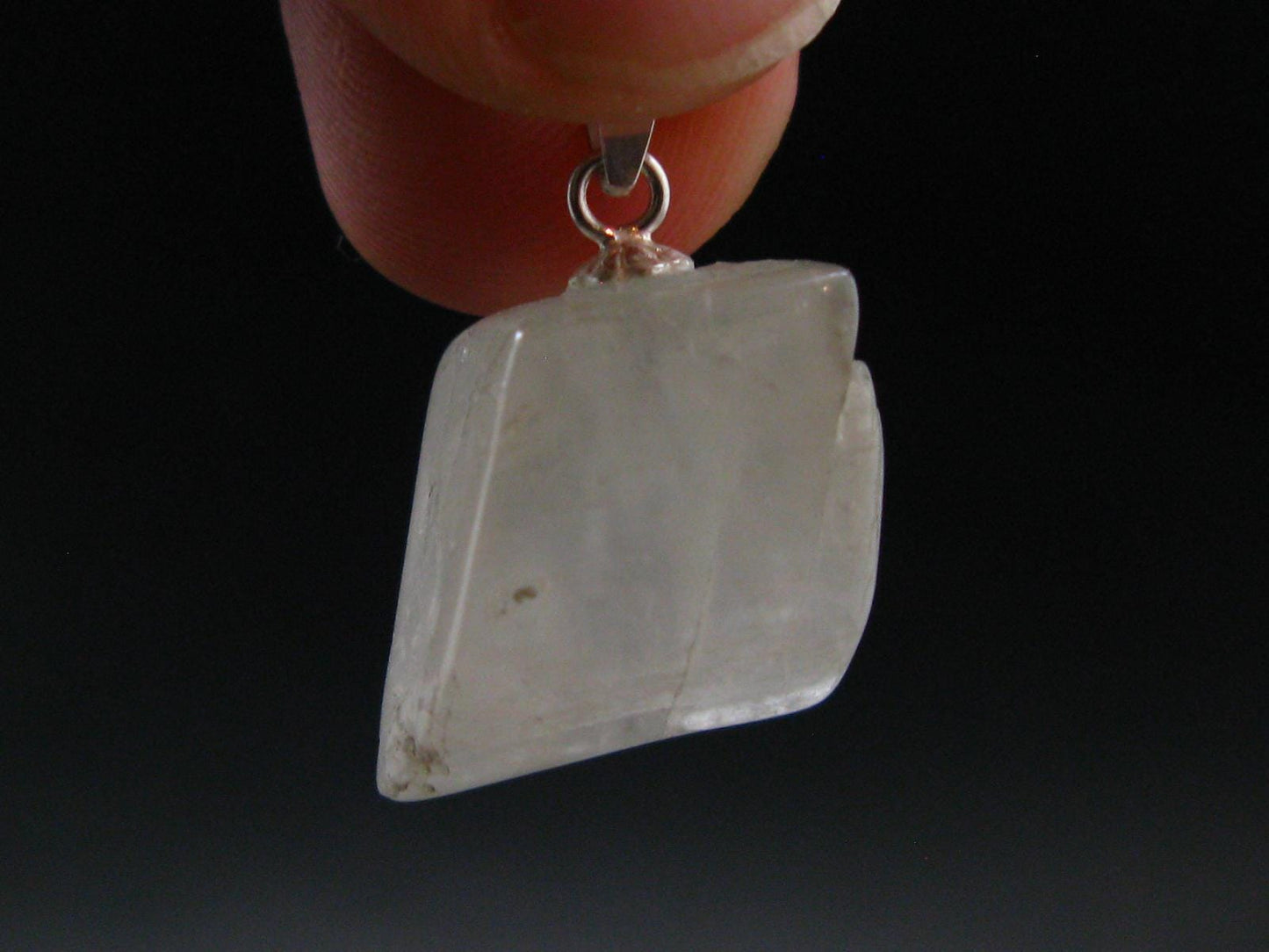 Clear Petalite Crystal Silver Pendant from Brazil - 1.0" - 3.74 Grams
