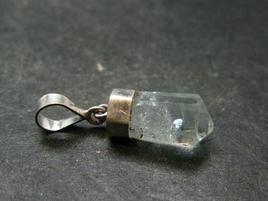 Stunning Genuine Aquamarine Gem Sterling Silver Pendant From Pakistan - 1.0" - 1.64 Grams