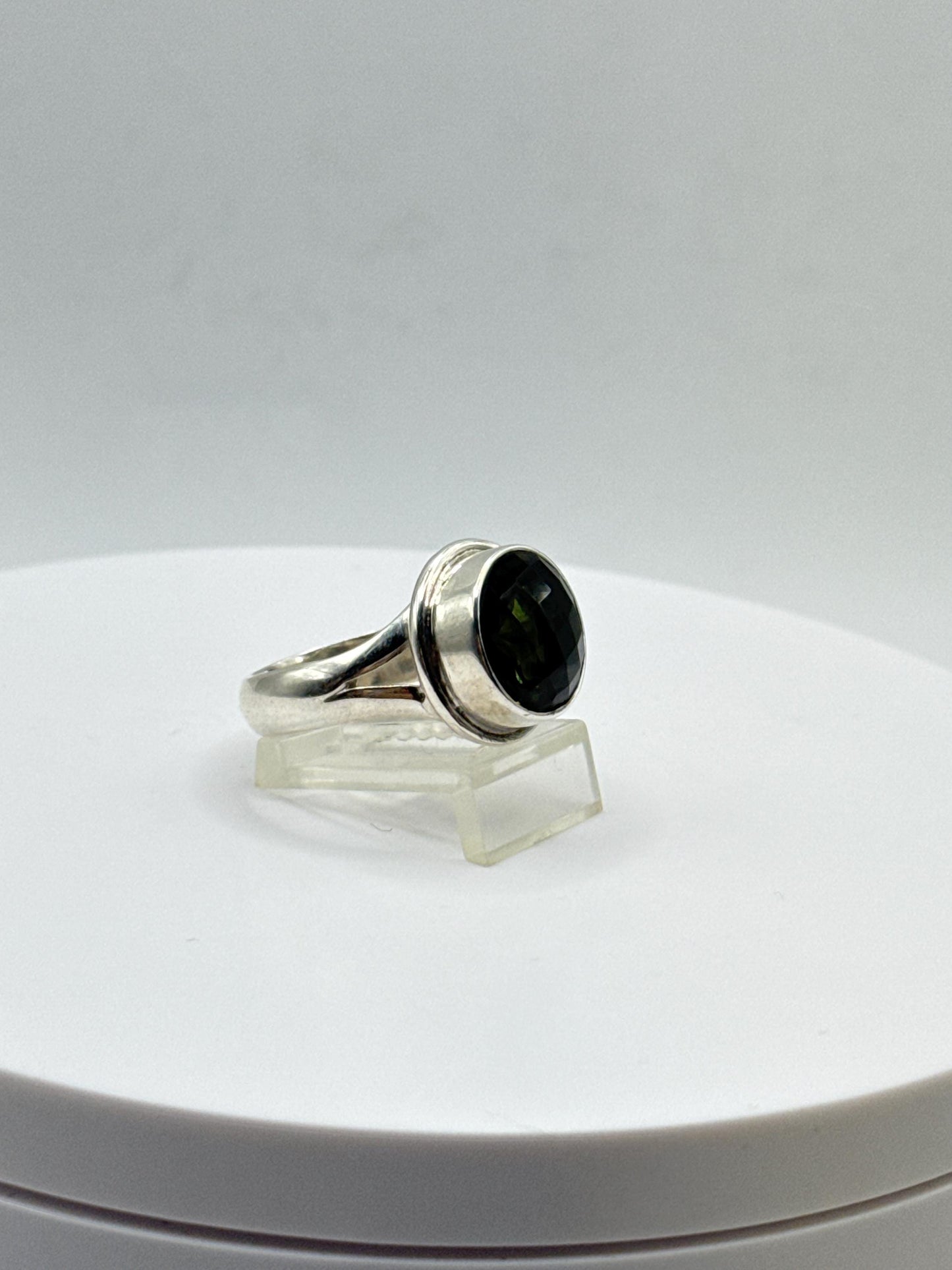 Natural Moldavite Ring | Genuine Green Tektite from Czech Republic | Transformation & Healing Crystal Jewelry - Size 9.5